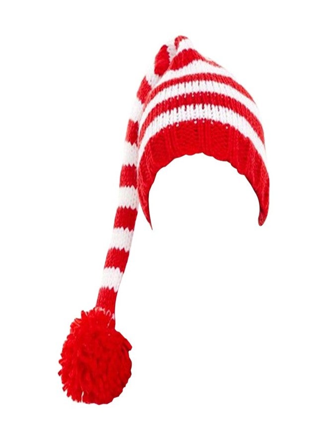 Kafeimali Baby Christmas Elf Long Tail Crochet Beanie Knit Hat Stocking Caps (Red) - Image 1