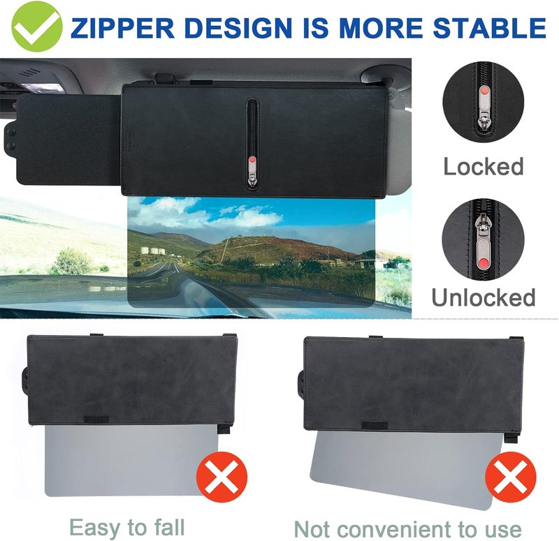 Veharvim Polarized Sun Visor for Car with Zipper Slider - UV400 Extension and Anti-Glare Protection - Image 4