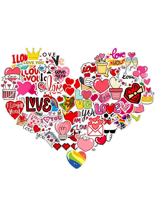 PARTYWIND Valentine'S Day Stickers Valentines Heart Stickers For Kids Teens Adults Self Adhesive Waterproof Stickers For Water Bottles/Laptop/Computer Valentines Accessories (50 Pcs) - Image 2