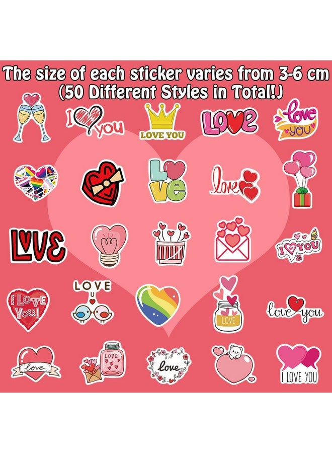 PARTYWIND Valentine'S Day Stickers Valentines Heart Stickers For Kids Teens Adults Self Adhesive Waterproof Stickers For Water Bottles/Laptop/Computer Valentines Accessories (50 Pcs) - Image 4