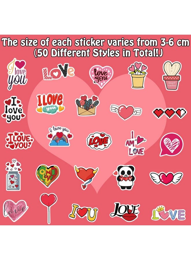 PARTYWIND Valentine'S Day Stickers Valentines Heart Stickers For Kids Teens Adults Self Adhesive Waterproof Stickers For Water Bottles/Laptop/Computer Valentines Accessories (50 Pcs) - Image 3