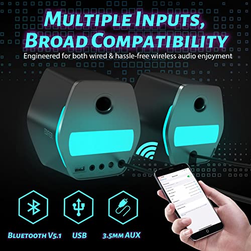Edifier G2000 32W PC Gaming Computer Speakers for Laptop Mac Desktop Computer Woofer Speakers Bluetooth USB 3.5mm AUX Inputs RGB Lights Multimedia Speakers Black - Image 3