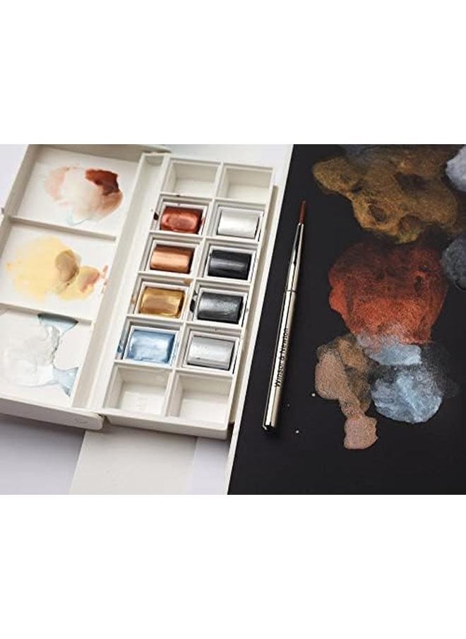 WINSOR & NEWTON Cotman Watercolour 8 Half Pan Metallic Pocket Set Watercolour Paint Studio Watercolours Vibrant High Quality Colors With Very Good Workmanship Properties  - Image 4