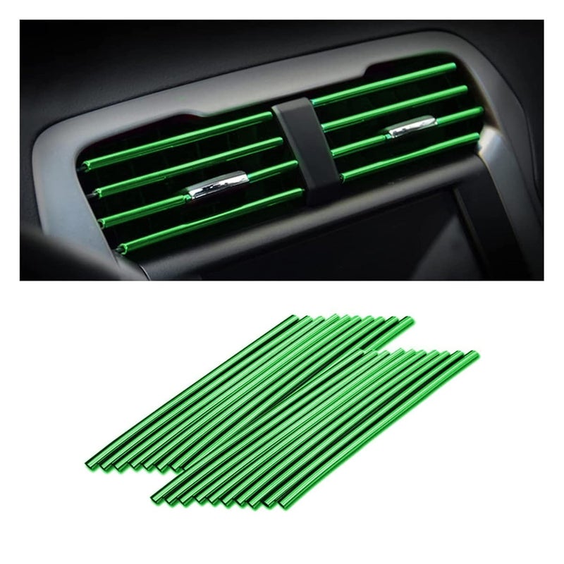Redvant 10 Pieces Red Universal Car AC Vent Outlet Decoration Strip, Waterproof Bendable Air Vent Outlet Trim Decoration, Suitable for Most Air Vent Outlet (Green) - Image 1