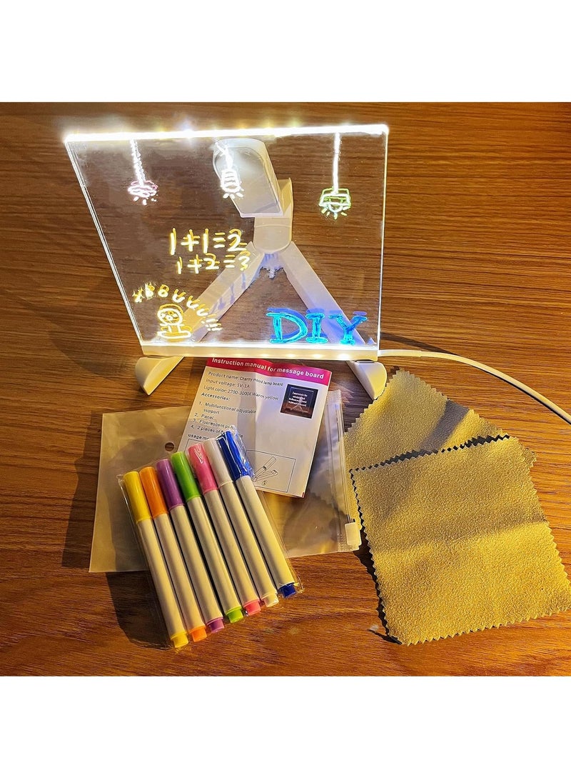 Generic LED Note Board with Colors Acrylic Dry Erase Board with Light DIY Light up Dry Erase Board with Stand as a Glow Memo LED Letter Message Board Note Drawing Glass Led Board White Board  - Image 3
