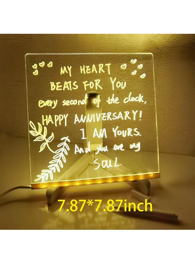 Generic LED Note Board with Colors Acrylic Dry Erase Board with Light DIY Light up Dry Erase Board with Stand as a Glow Memo LED Letter Message Board Note Drawing Glass Led Board White Board  - Image 5