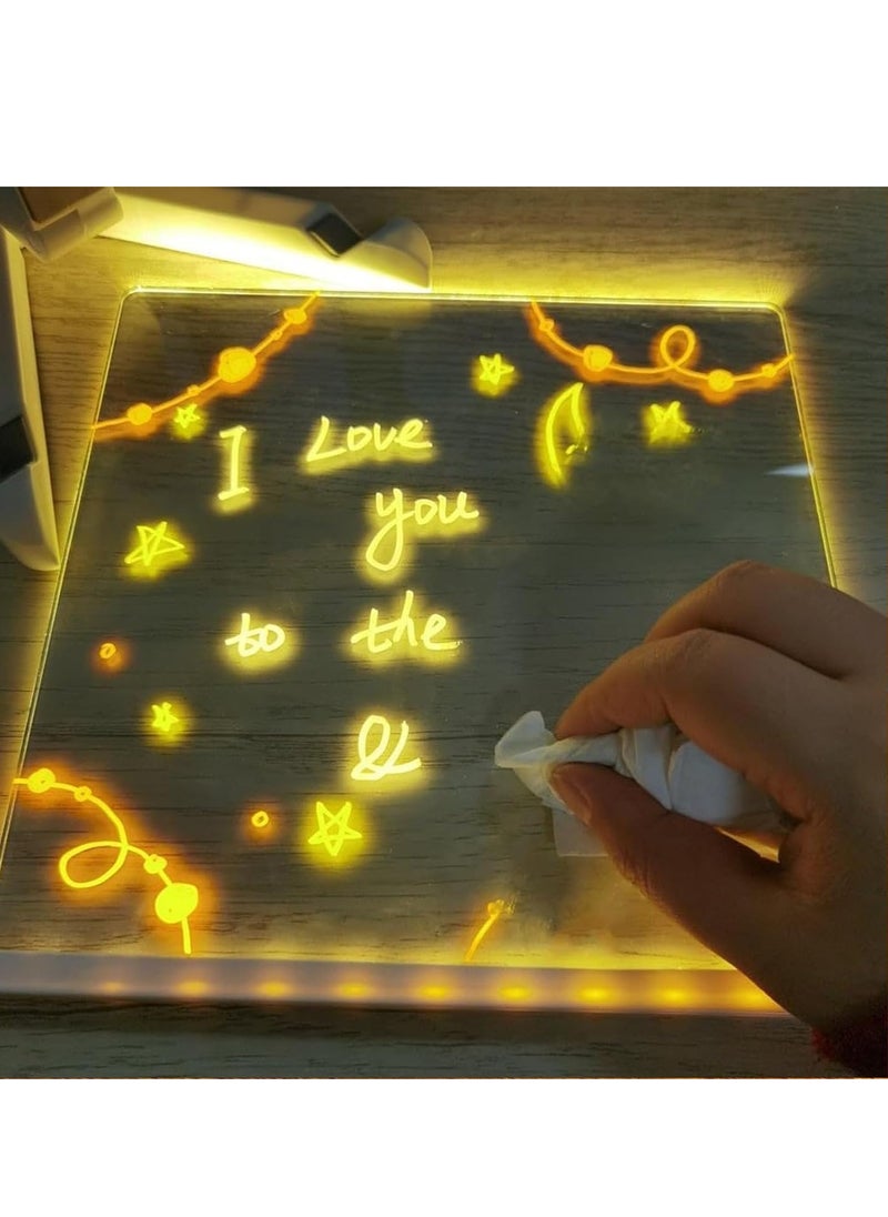 Generic LED Note Board with Colors Acrylic Dry Erase Board with Light DIY Light up Dry Erase Board with Stand as a Glow Memo LED Letter Message Board Note Drawing Glass Led Board White Board  - Image 4