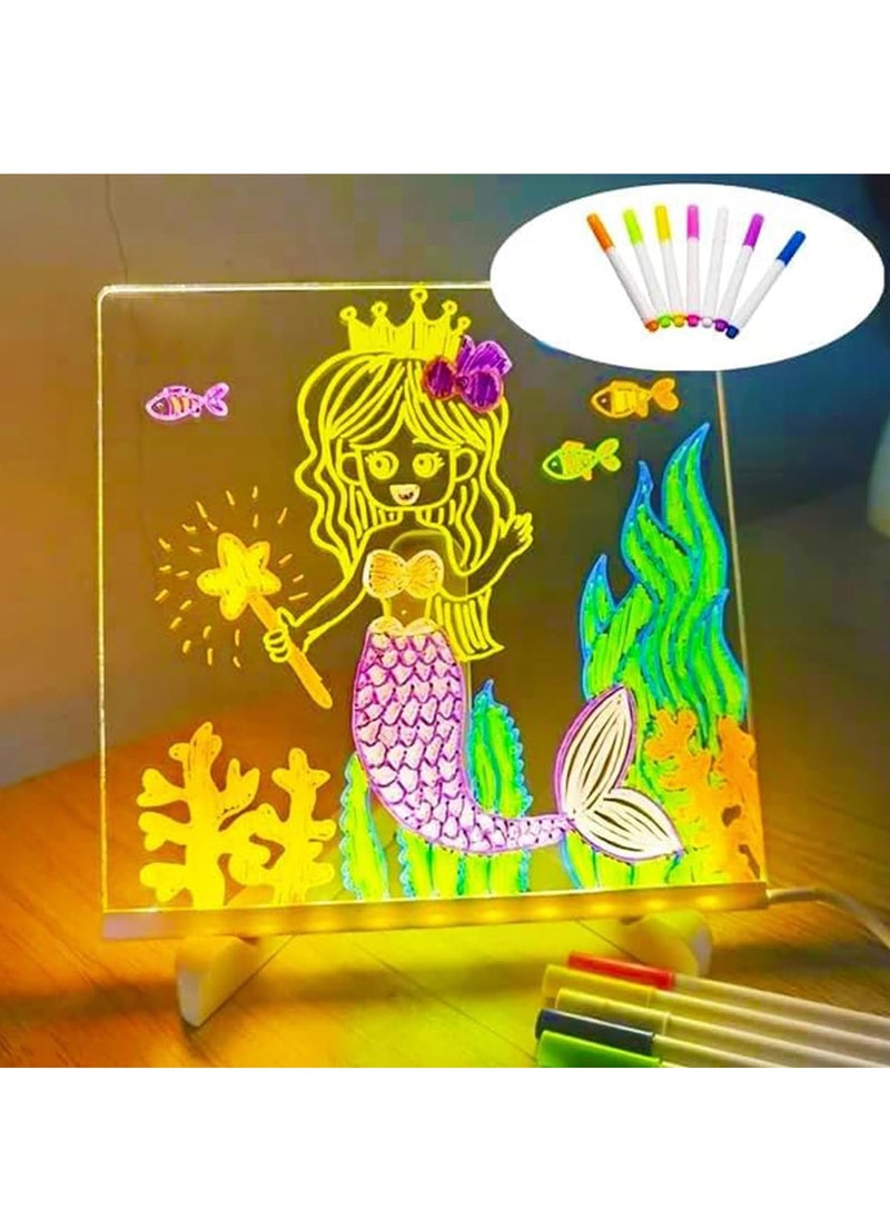 Generic LED Note Board with Colors Acrylic Dry Erase Board with Light DIY Light up Dry Erase Board with Stand as a Glow Memo LED Letter Message Board Note Drawing Glass Led Board White Board  - Image 1