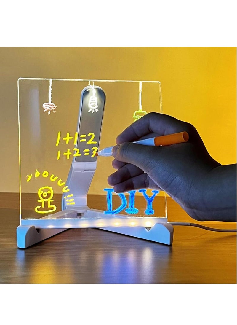 Generic LED Note Board with Colors Acrylic Dry Erase Board with Light DIY Light up Dry Erase Board with Stand as a Glow Memo LED Letter Message Board Note Drawing Glass Led Board White Board  - Image 2