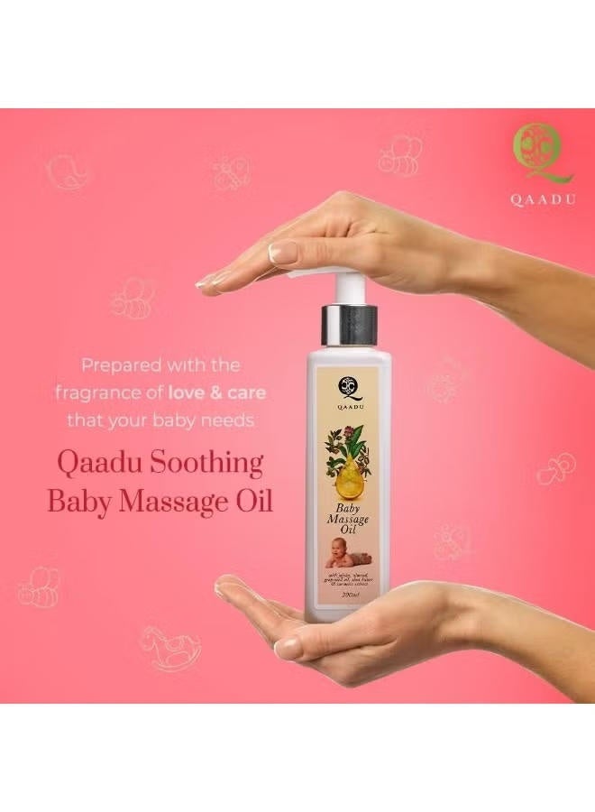 QAADU Soothing Baby Massage Oil With Essential Oils Grapeseed Oil & Shea Butter 200 ML - Image 5