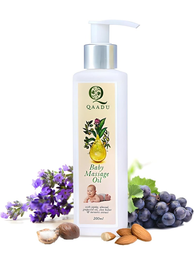 QAADU Soothing Baby Massage Oil With Essential Oils Grapeseed Oil & Shea Butter 200 ML - Image 1