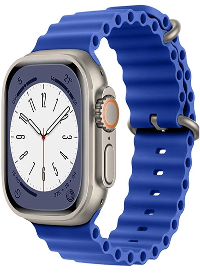 Generic - Ultra Strap Compatible with Apple Watch Strap 49mm 45mm 44mm 42mm, Soft Loop Silicone Straps with Buckle Designed for Apple Watch Ultra Series 8 7 SE 6 5 4 3 2 1 - Blue - Image 1