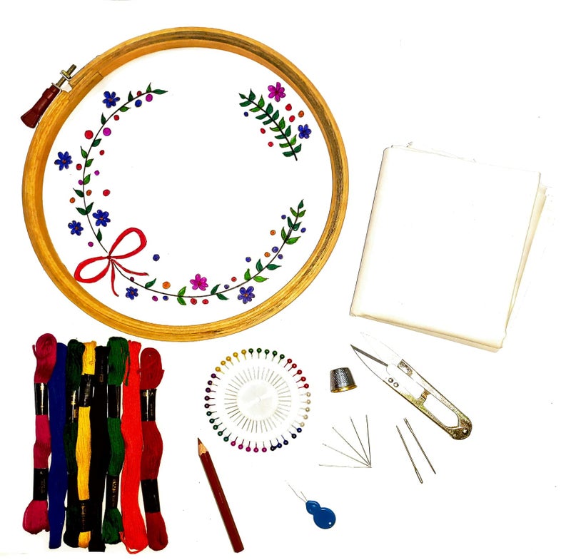 KHUSHA CREATIONS Embroidery Kit for Beginners/DIY Hand Embroidery Kit/Hobby Embroidery Kit - Image 1
