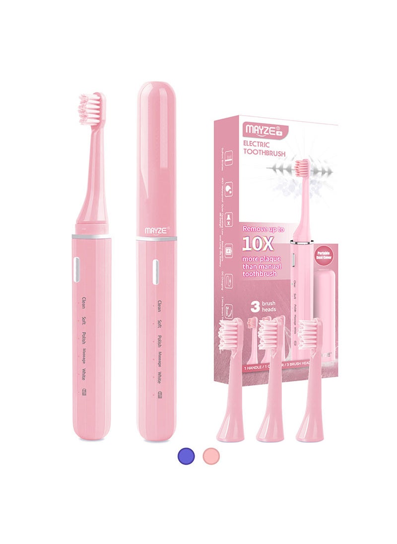 Generic - IPX7 Waterproof Electric Toothbrush MG017 Mg 0170101001   English version pink host + 3 brush heads + charging cable - Image 1