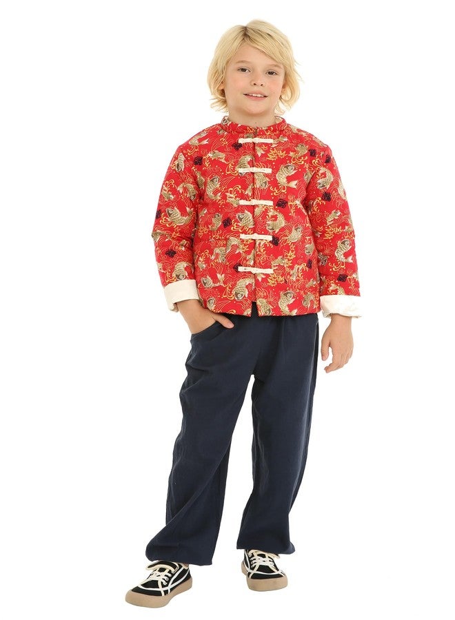 Mud Kingdom Baby Boys Tang Jacket Buttons Chinese New Year Traditional Retro Koi Red 18-24 Months - Image 2