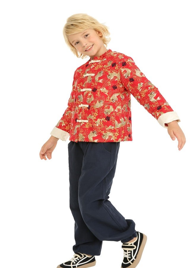 Mud Kingdom Baby Boys Tang Jacket Buttons Chinese New Year Traditional Retro Koi Red 18-24 Months - Image 3