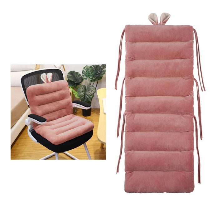 DESK CHAIR CUSHION 100CM OFFICE CHAIR CUSHION SEAT CUSHION WITH BACK SUPPORT LOUNGER CUSHION WITH FIXING BAND PINK 10046CM