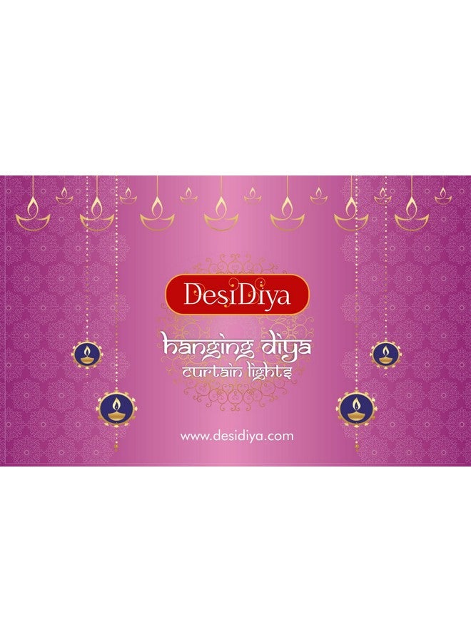 Desidiya Warm White Diya/Diwali Light Curtain, Led String Copper Lights with Pack of 12 Hanging Diyas, 8 Flashing Modes, Decoration, Prong Base, 2.5 Meters - Image 2