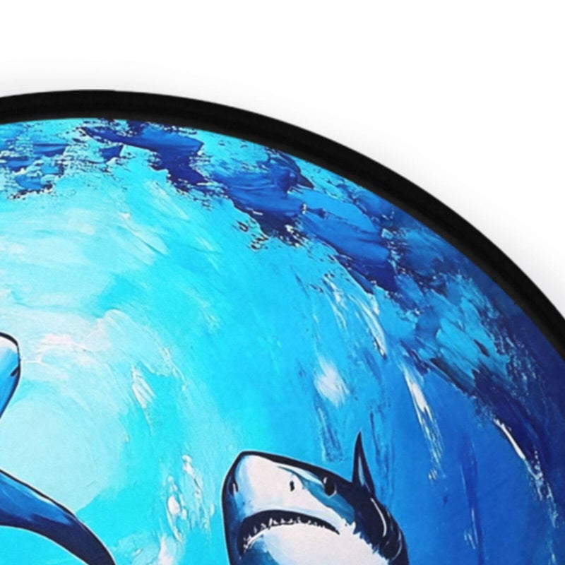 Vdsrup Cute Animal Sharks Doormat Shark Blue Ocean Round Floor Mat Non Slip Absorbent Carpet Yoga Rug for Entryway Bedroom Living Room Sofa Home Decor - Image 3