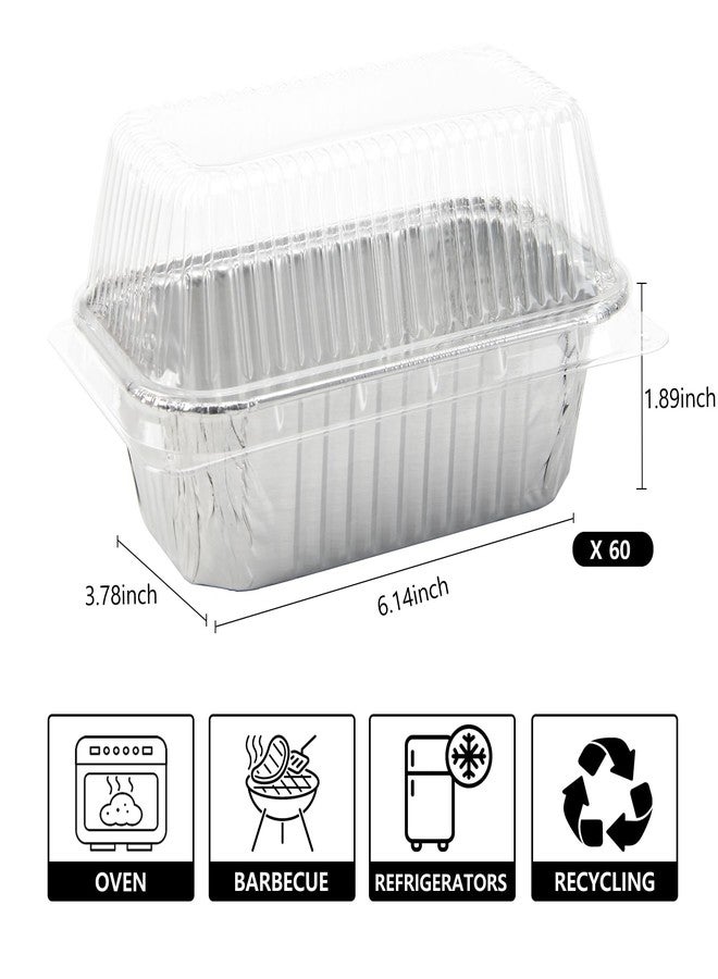 Ruckae 1lb Aluminum Mini Loaf Pans with Lids Silver Disposable Foil Mini Loaf Baking Pans Small Bread Tins for Party,Picnics,Gifts- 6" X 3.5" X 1.8" (125pcs+lids+stickers) - Image 2