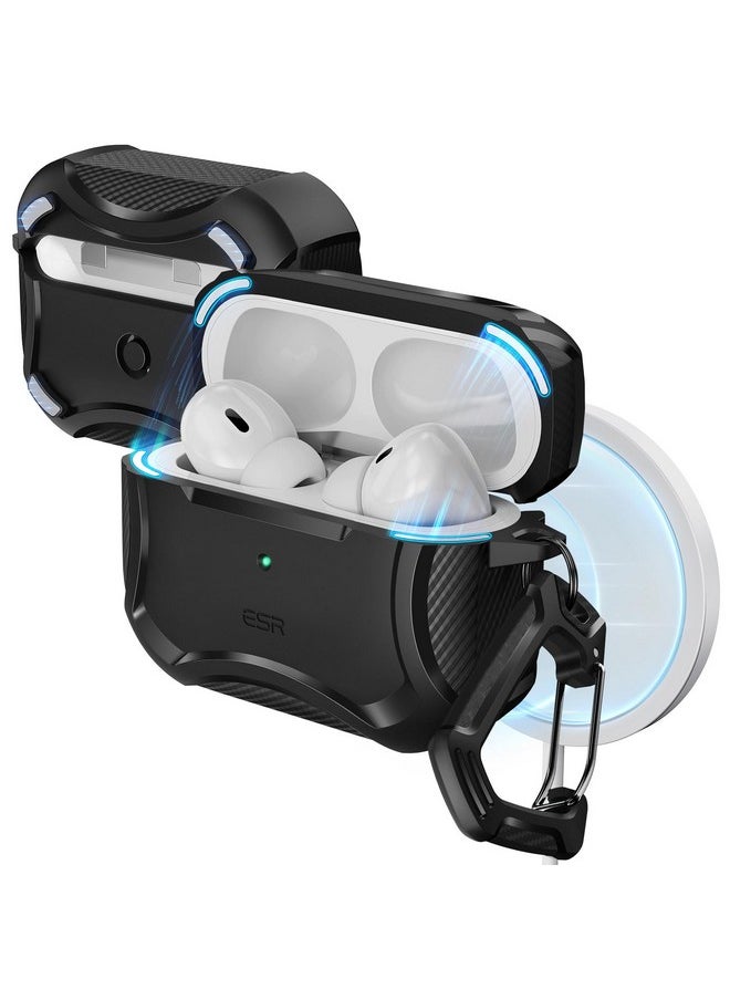 اي اس ار حافظة ESR لسماعات AirPods Pro 2، متوافقة مع MagSafe، شحن لاسلكي HaLolock، حماية قوية من السقوط، TPU، غطاء مغناطيسي متين لسماعات AirPods Pro الجيل الأول/الثاني (2023/2022/2019)، أسود  - Image 1