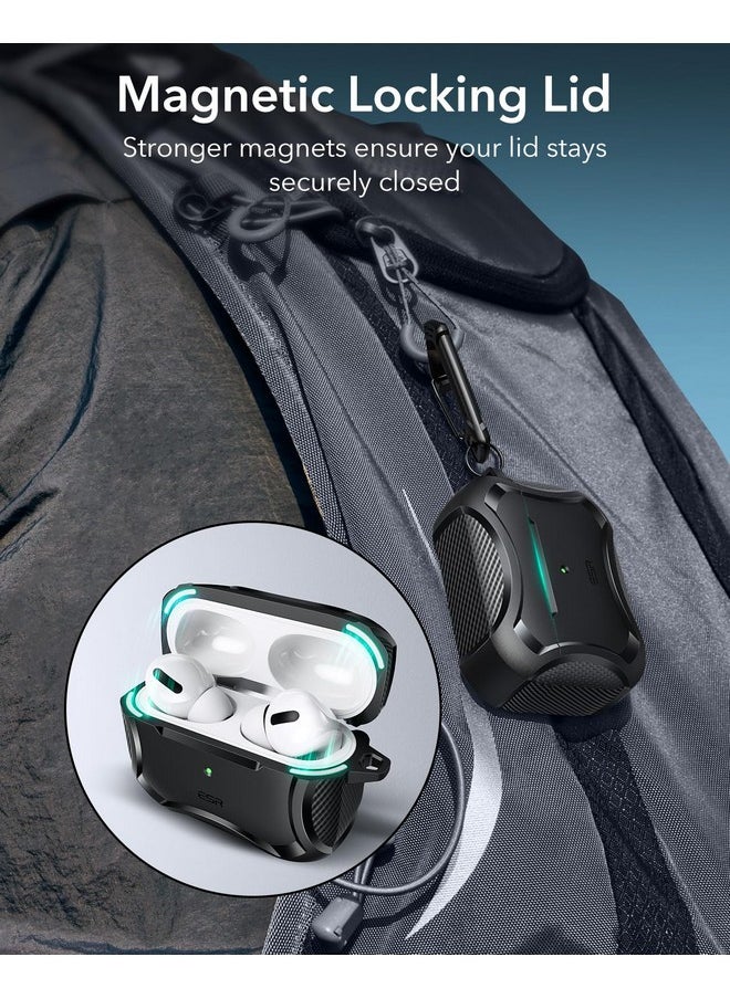اي اس ار حافظة ESR لسماعات AirPods Pro 2، متوافقة مع MagSafe، شحن لاسلكي HaLolock، حماية قوية من السقوط، TPU، غطاء مغناطيسي متين لسماعات AirPods Pro الجيل الأول/الثاني (2023/2022/2019)، أسود  - Image 4