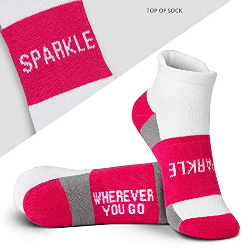 Gone For a Run Inspirational Athletic Running Socks | Women's Woven Low Cut | Sparkle | Fuchsia,OneSize - Image 2