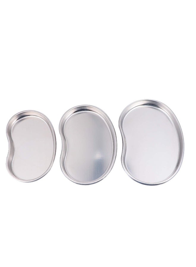 3Pcs Kidney Tray Stainless Steel Emesis Basin Kidney Shaped Metal Kidney Dish Tattoo Flat Tray Plate for Soiled Dressing Waste  - Image 1