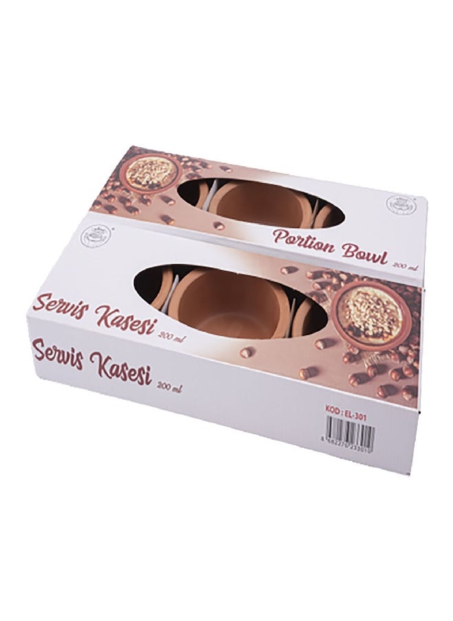 Elizi 6-Piece High-Temperature Resistant Round Shaped Portion Clay Bowl Set Brown 200 ml EL-301  - Image 2