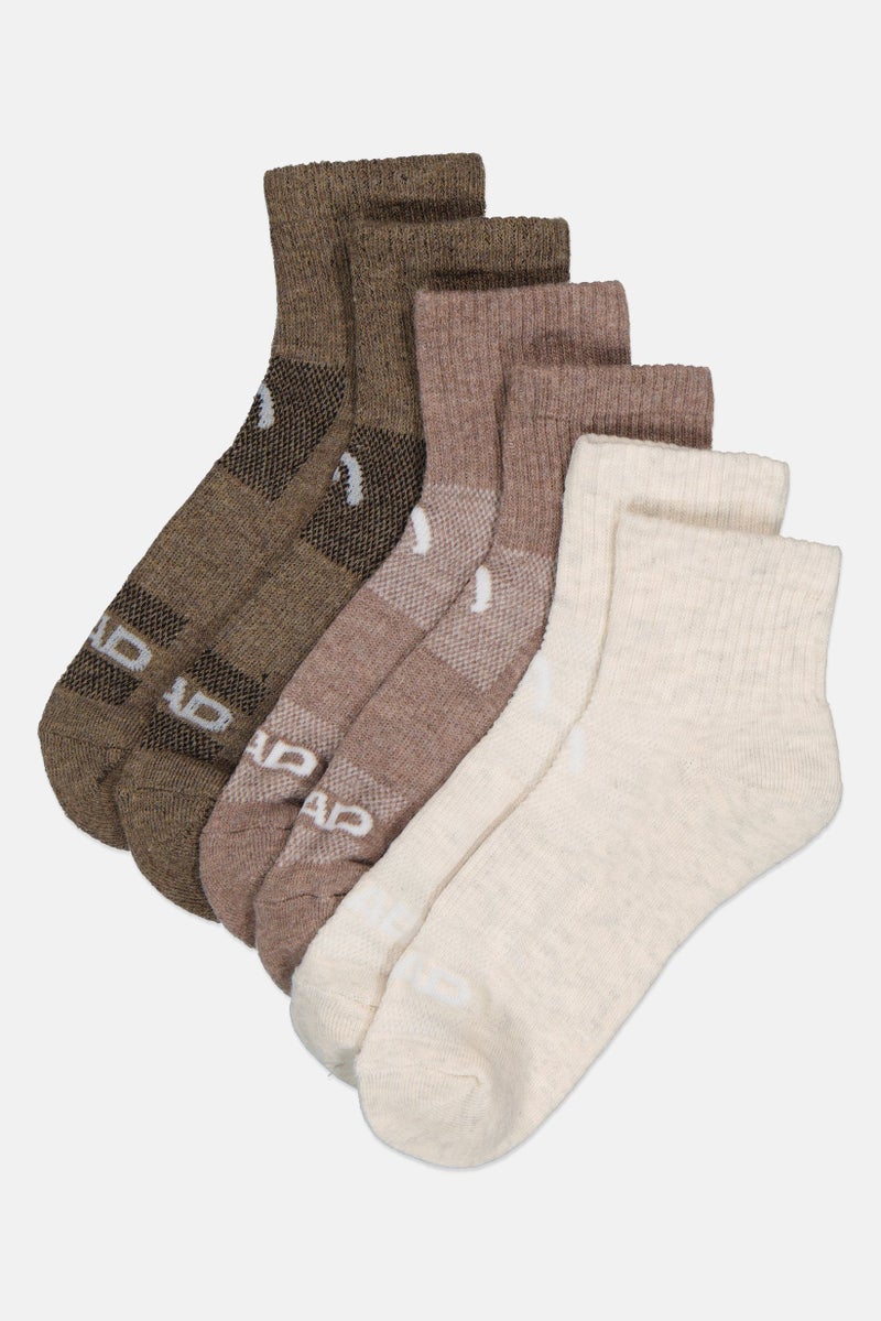 HEAD جوارب ربع للنساء 6 أزواج بشعار العلامة التجارية، متعددة الألوان - Image 1