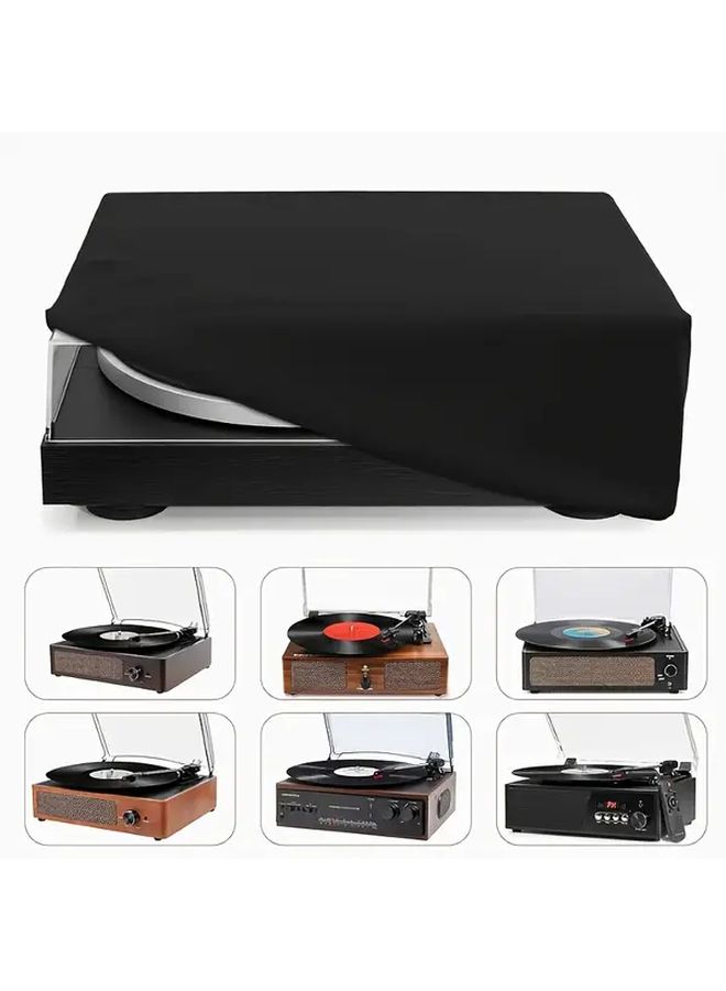 Black Turntable Cover Dustproof Lid With Adjustable Strap For Vinyl Record Player - Image 4