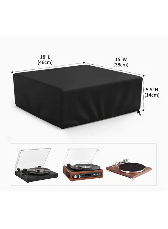Black Turntable Cover Dustproof Lid With Adjustable Strap For Vinyl Record Player - Image 2