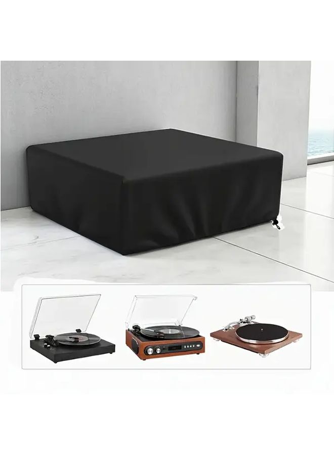Black Turntable Cover Dustproof Lid With Adjustable Strap For Vinyl Record Player - Image 3