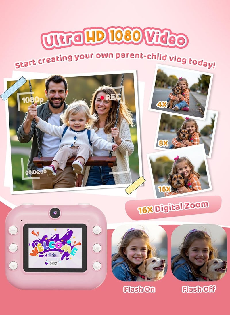 لينند كاميرا فورية ، الأمامي والخلفي المزدوج الكاميرا الموقت الذاتي للأطفال ، مع 1080p الفيديو ، 3-12 سنة الطفل هدية عيد ميلاد ، طفل رضيع السفر المحمولة طباعة كاميرا رقمية لعبة ، ومناسبة ل 4 5 6 7 8 9 سنوات من العمر الفتيان والفتيات - Image 4