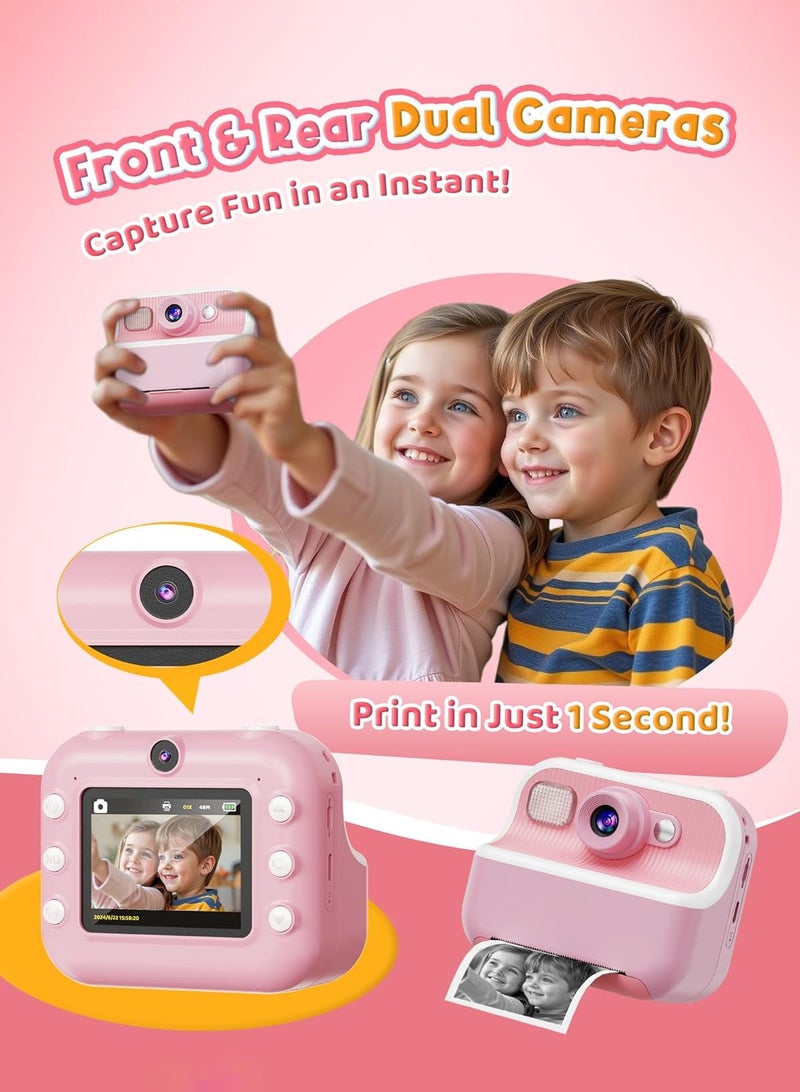 لينند كاميرا فورية ، الأمامي والخلفي المزدوج الكاميرا الموقت الذاتي للأطفال ، مع 1080p الفيديو ، 3-12 سنة الطفل هدية عيد ميلاد ، طفل رضيع السفر المحمولة طباعة كاميرا رقمية لعبة ، ومناسبة ل 4 5 6 7 8 9 سنوات من العمر الفتيان والفتيات - Image 3