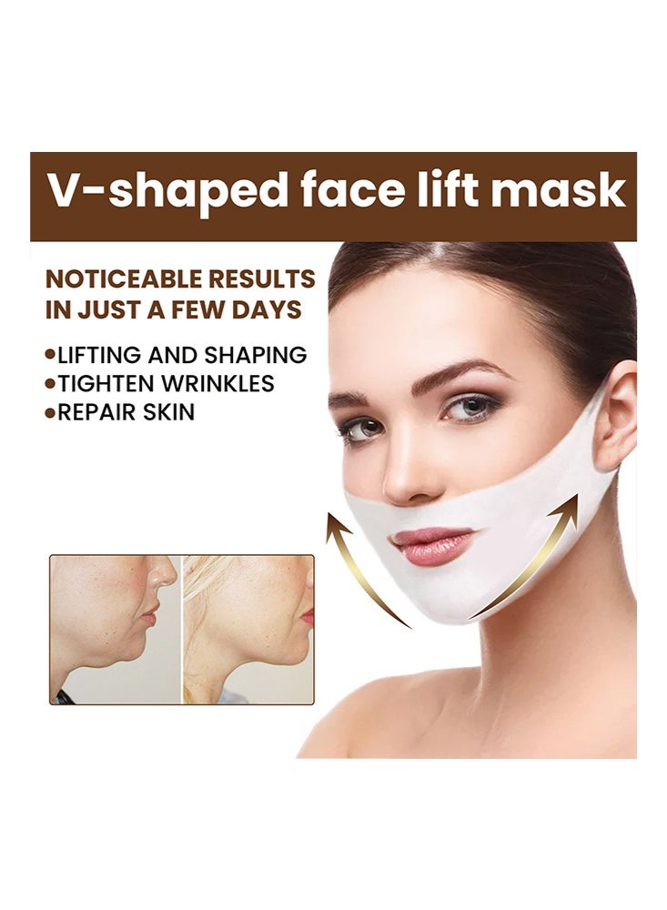 EELHOE V-Line Lifting Mask, Deep Collagen Face Mask for Women – Jawline Shaper Mask with Retinol & Hyaluronic Acid – Neck Tightening & Firming - Double Chin Strap for Face Lift,Facial Firming Lifting Shaping Small V-Face Ear Lifting Facial Mask 5Pack - Image 3