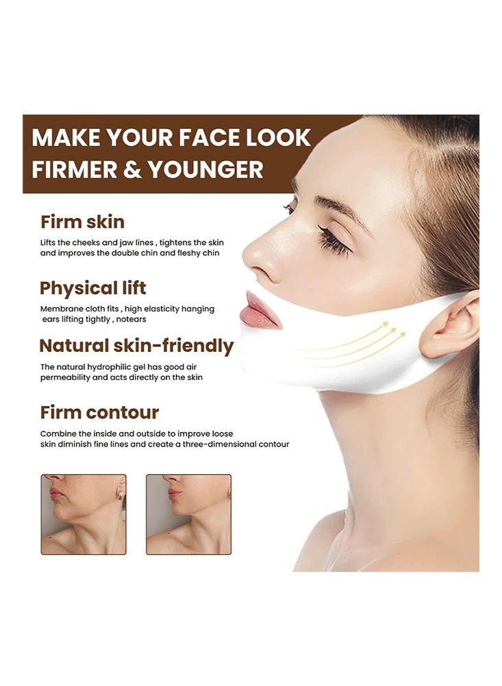 EELHOE V-Line Lifting Mask, Deep Collagen Face Mask for Women – Jawline Shaper Mask with Retinol & Hyaluronic Acid – Neck Tightening & Firming - Double Chin Strap for Face Lift,Facial Firming Lifting Shaping Small V-Face Ear Lifting Facial Mask 5Pack - Image 2