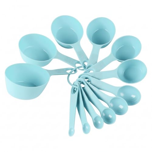 INOVERA (LABEL) Plastic 12 Piece Measuring Cups and Spoons for Kitchen Cake Baking and Cooking Teaspoon Tablespoon Spoon Accessories Tools Set (Sky Blue) - Image 1