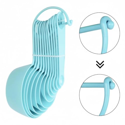 INOVERA (LABEL) Plastic 12 Piece Measuring Cups and Spoons for Kitchen Cake Baking and Cooking Teaspoon Tablespoon Spoon Accessories Tools Set (Sky Blue) - Image 3