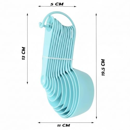 INOVERA (LABEL) Plastic 12 Piece Measuring Cups and Spoons for Kitchen Cake Baking and Cooking Teaspoon Tablespoon Spoon Accessories Tools Set (Sky Blue) - Image 2