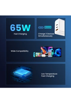 Brave 65W USB C Charger 3-Port GaN Laptop Charger Type C Fast Wall Charger Plug Compatible for MacBook Pro/Air, HP/Dell/Lenovo, iPad Pro/Air, iPhone 15 Pro Max, Galaxy S24 Ultra/S23 (Including 2 Cable)  - Image 4