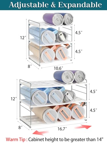 JUPELI Upgraded Large Expandable Water Bottle Organizer Designed for 40 oz Stanley, Owala & Yeti Tumblers, Adjustable Storage Rack for Travel Mug Cabinet, Pantry, and Kitchen Organizer, Fits 20/30 oz Bottles - Image 2