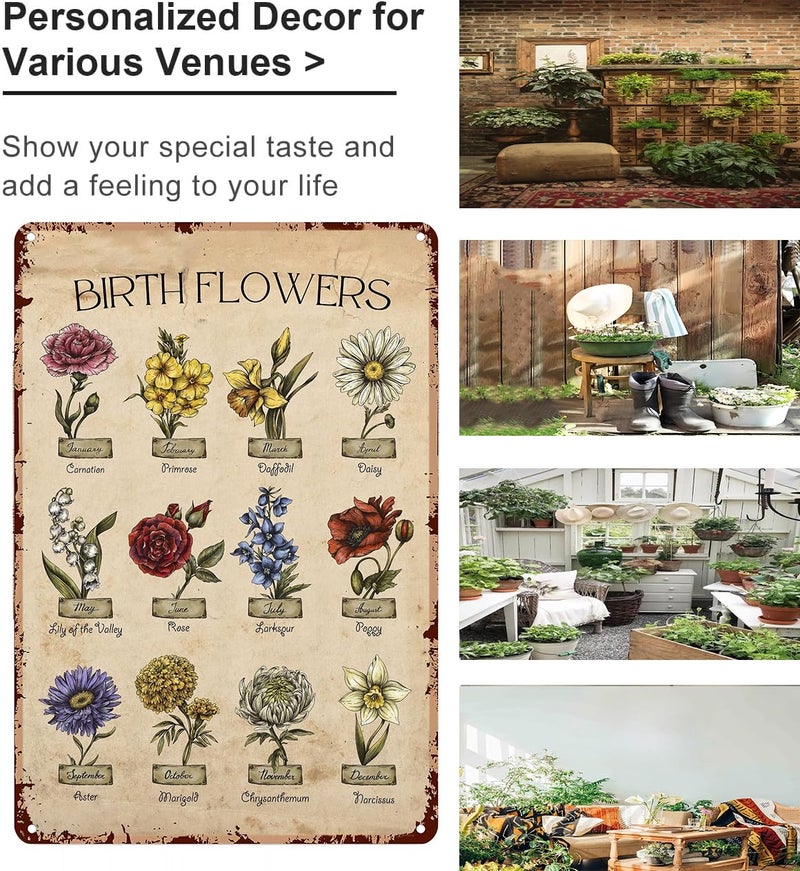 Bestylez Garden Gifts Vintage Gardening Signs Mom Grandma Birth Month Flower Tin Sign for Home Garden Greenhouse Living Room Bedroom Yard Cottage Outdoor Decor 8X12 Inch (3355) - Image 3