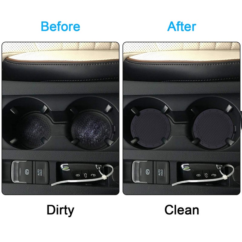 Wisdompro Car Coasters, Wisdompro 4 Pack PVC Car Cup Holder Insert Coaster - Anti Slip Universal Vehicle Interior Accessories Cup Mats for Women(2.75" Diameter, Black) - Image 5