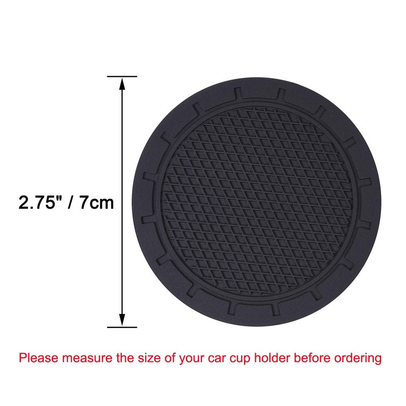 Wisdompro Car Coasters, Wisdompro 4 Pack PVC Car Cup Holder Insert Coaster - Anti Slip Universal Vehicle Interior Accessories Cup Mats for Women(2.75" Diameter, Black) - Image 2