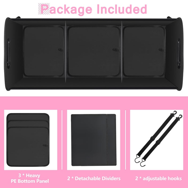 AOPHY Trunk Organizer for Car, 95L Large Capacity Trunk Storage with Non-Slip Bottom Strips, Cargo Organizer for Suv, Truck, Sedan, Waterproof Portable Car Organizers for Women Men(Pink) - Image 3