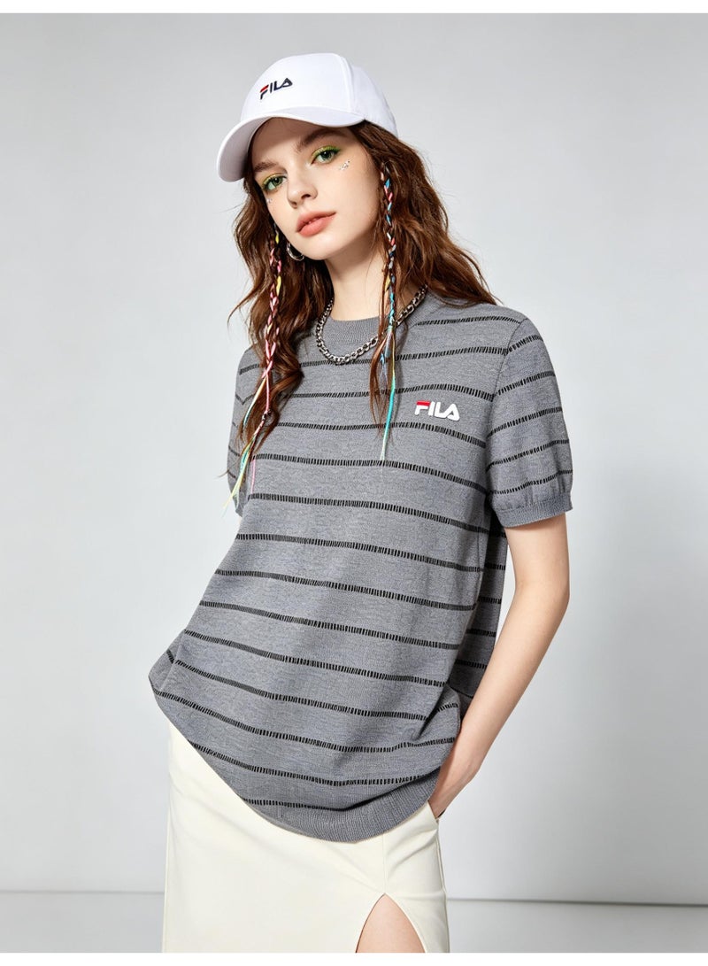 FILA men's and women's short-sleeved T-shirts with horizontal stripes - Image 2