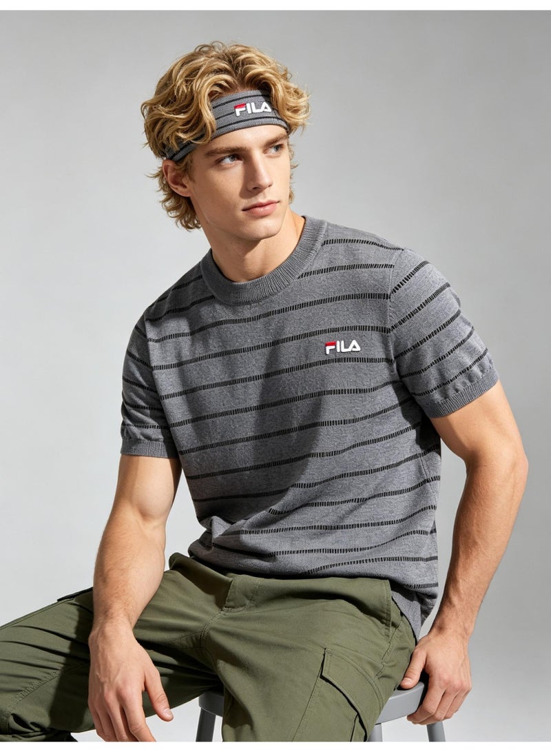 FILA men's and women's short-sleeved T-shirts with horizontal stripes - Image 4