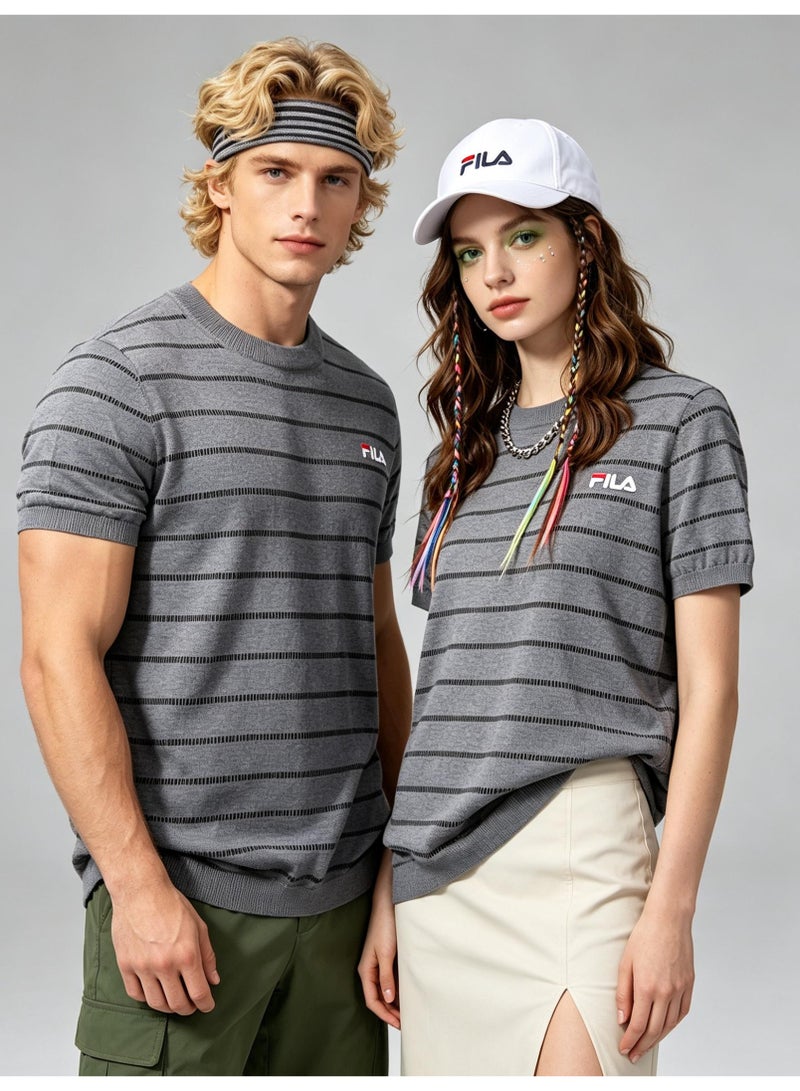 FILA men's and women's short-sleeved T-shirts with horizontal stripes - Image 1