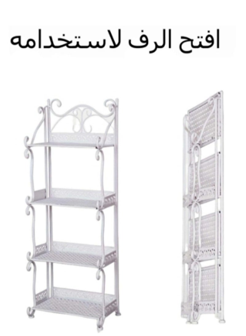 Generic Metal Storage Shelving Organizer 5 Floors Large Capacity Multi Use Bathroom To Organize Creams And Soap Or Kitchen To Organize Canned Food And Toiletry Or For Bedrooms Or Living Rooms To Put Antiques Books Or Magazines Durable And Strong Design That Is Easy To Install And Folds And Stores When Not In Use It Does Not Take Up Space When Folding The Carved Inscription Tape On A Shelf Frame Of The European Style White Color  - Image 2
